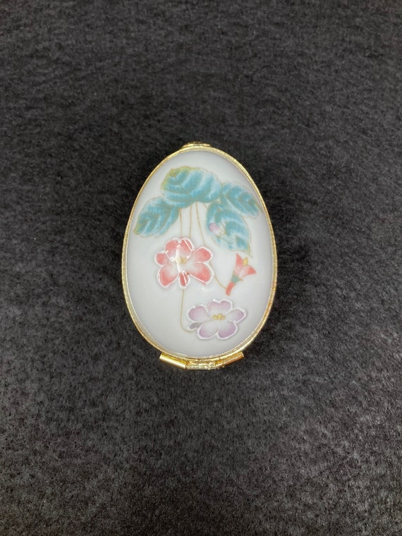 Antique Porcelain Enameled Hand Painted Egg Trink… - image 1
