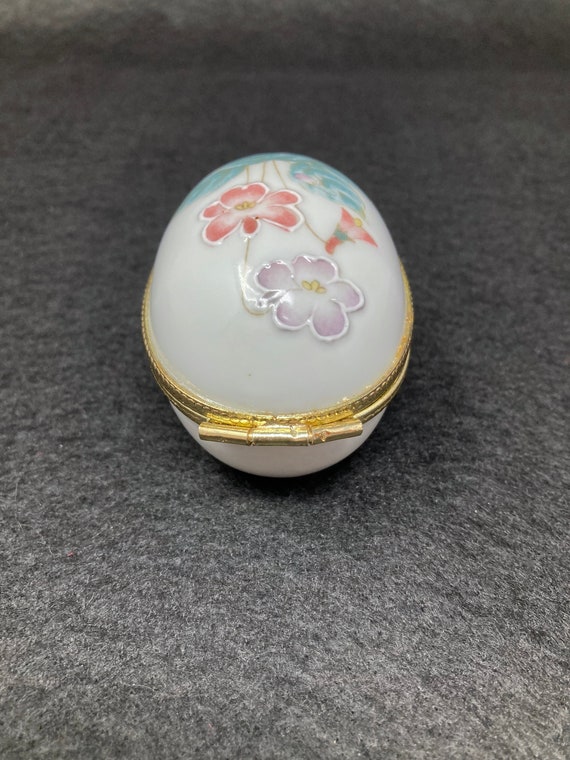 Antique Porcelain Enameled Hand Painted Egg Trink… - image 2