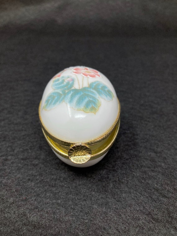 Antique Porcelain Enameled Hand Painted Egg Trink… - image 4