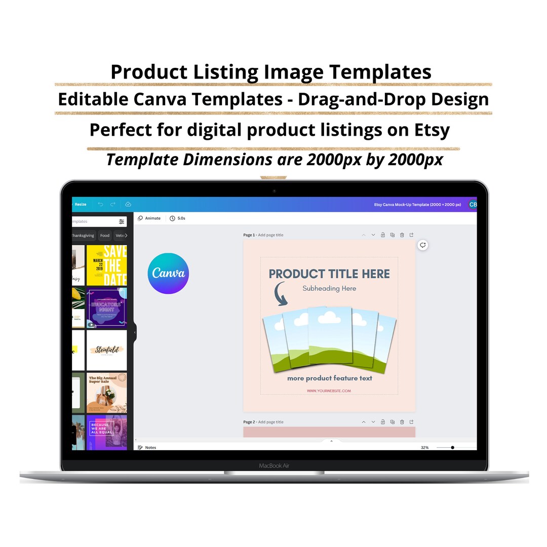 Etsy Product Listing Template, Printable Mockup Templates, Listing