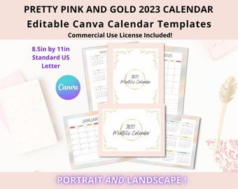Canva Printable 2023 Calendar Template, Canva Calendar Editable Bundle, Printable 2023 Calendar, Commercial Use or Personal Use