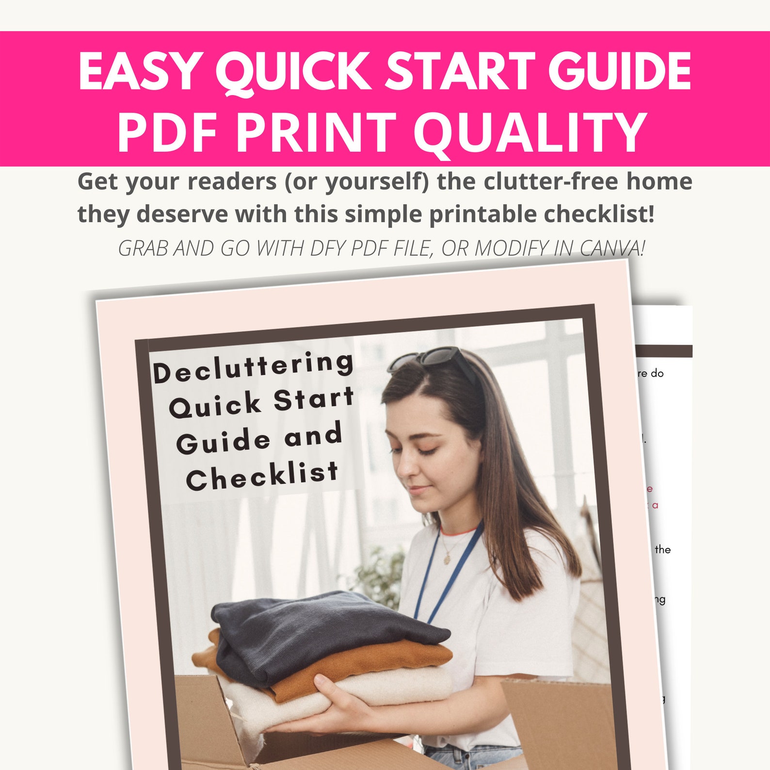 Printable Decluttering Checklist PDF, PLR Decluttering Guide, Editable ...