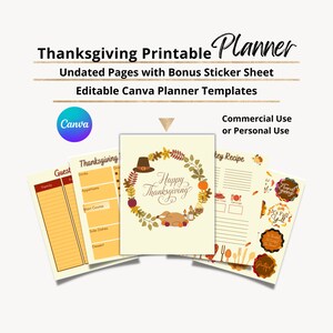 Canva Planner 10 Templates for Thanksgiving Printable Planner, Canva Planner Editable Bundle, Commercial Use or Personal Use