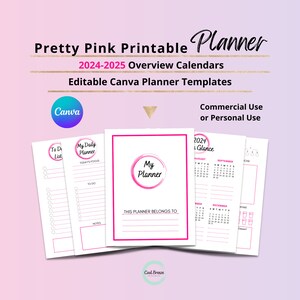 Pink Canva Planner 17 Templates for Journal, Canva Planner Editable Bundle, Commercial Use or Personal Use, Printable