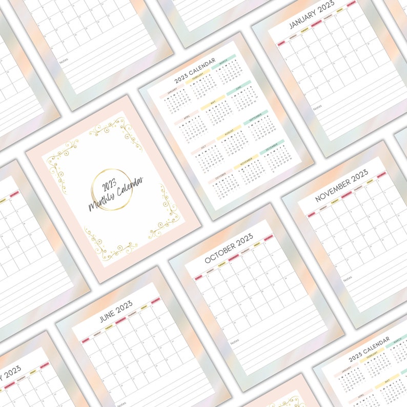 Canva Printable 2023 Calendar Template Canva Calendar Etsy Singapore