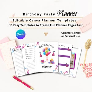 Canva Planner 13 Templates for Party Planner, Canva Planner Editable Bundle, Commercial Use or Personal Use