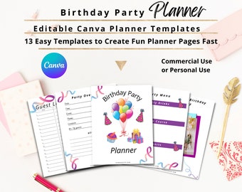 Canva Planner 13 Templates for Party Planner, Canva Planner Editable Bundle, Commercial Use or Personal Use