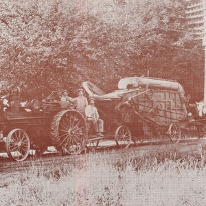 Vintage Sepia Tone Nostalgic Art Print -Old Steam Thresher
