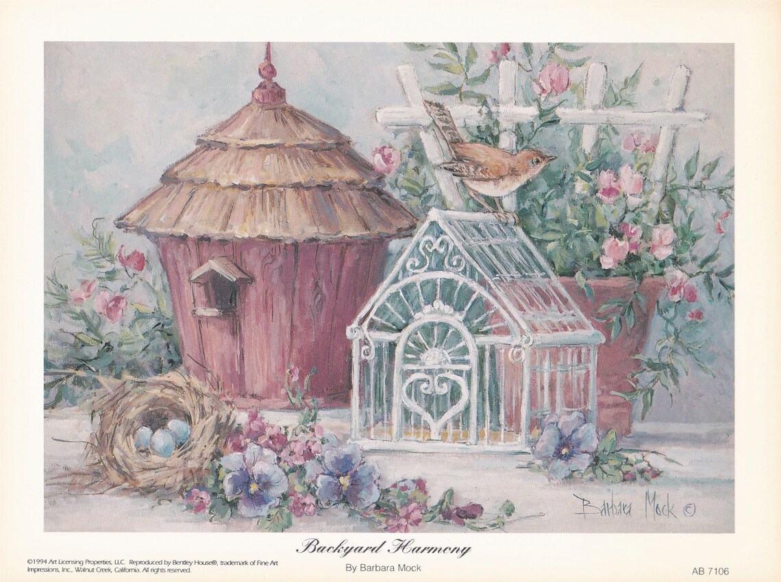 Set/2 Vintage Fine Art Prints by Artist Barbara Mock Etsy