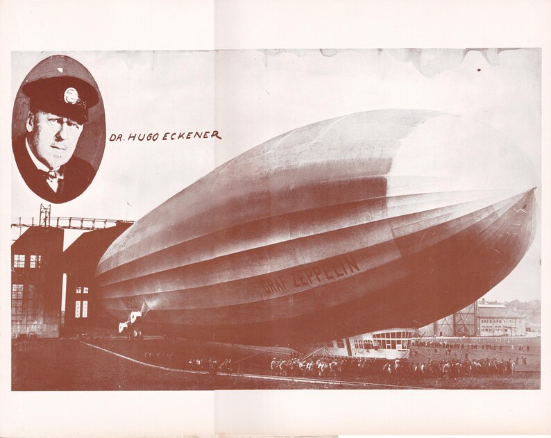 Zeppelin Commander Vintage Sepia Tone Nostalgic Art Print - the Graf Zepplin, Dr Hugo ...