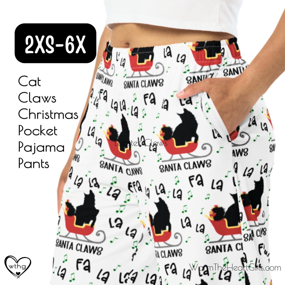 Christmas Cat Pajama Pants Pocket PJ Bottoms Gift Black Cat Etsy