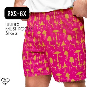 Mushrooms Shorts with Pockets Unisex for Men and Women incl Plus Sizes | 5234-SMU AOP Firefly Mushrooms