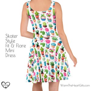 Cactus Skater Dress – Fit & Flare Circle Skirt Style 5721-SD Cacti on  White