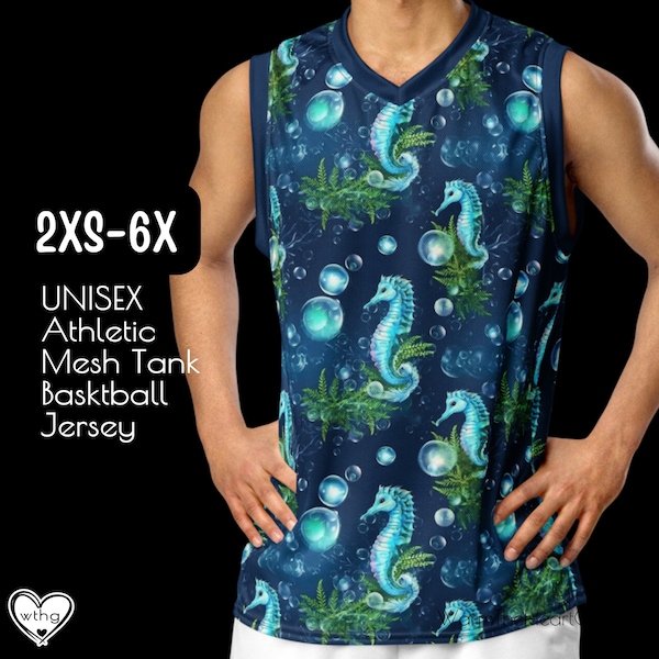 Seahorse Basketball Jersey Unisex Mesh Athletic Tank for Men Women Plus Sizes Fun Gift 5686-BJT Seahorses