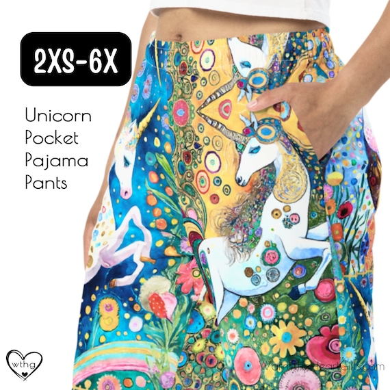 Unicorn Pajama Pants Gift Pocket PJ Bottoms Incl Plus Sizes 5711 PJU Unicorn Frolic Etsy Canada