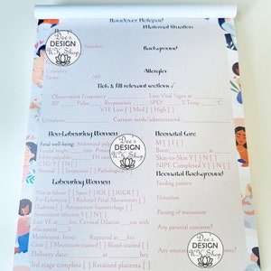HANDOVER MIDWIFERY NOTEPAD. TearAway Midwifery Handover Notepad, Modern, Durable Notepad, Sbar Handover Note-taking, Diversity & Inclusivity