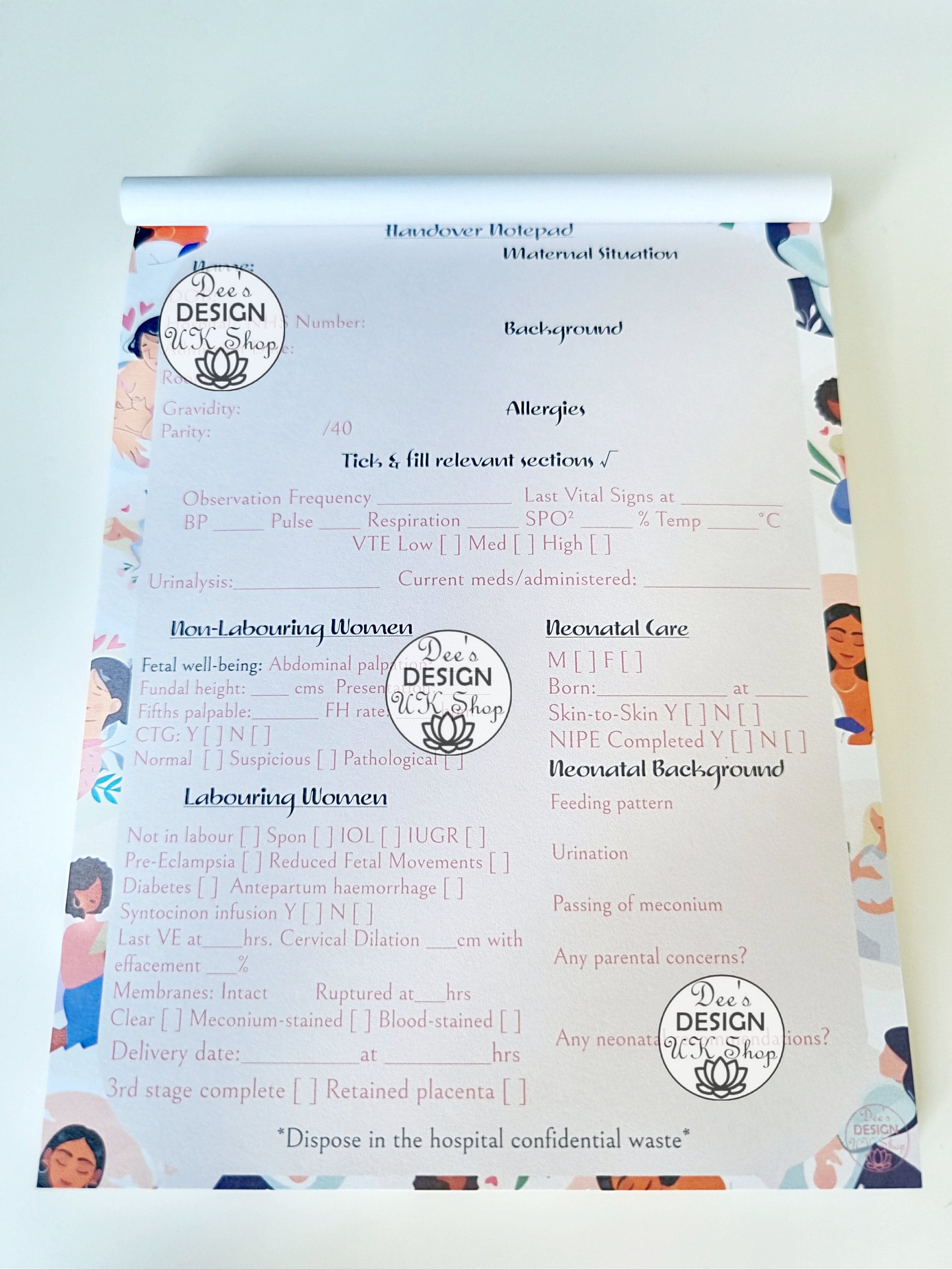 HANDOVER MIDWIFERY NOTEPAD. Tearaway Midwifery Handover