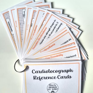 SCHEDE CTG PER OSTETRICA, Studenti di ostetricia, Risorse didattiche per cardiotocografi, Formazione in ostetricia, 23 guide tascabili, con immagini visive.