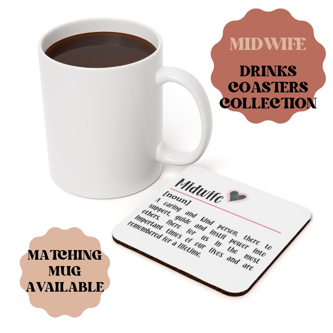 Midwife Definition Cork Coaster: Pink & Black Design - Etsy