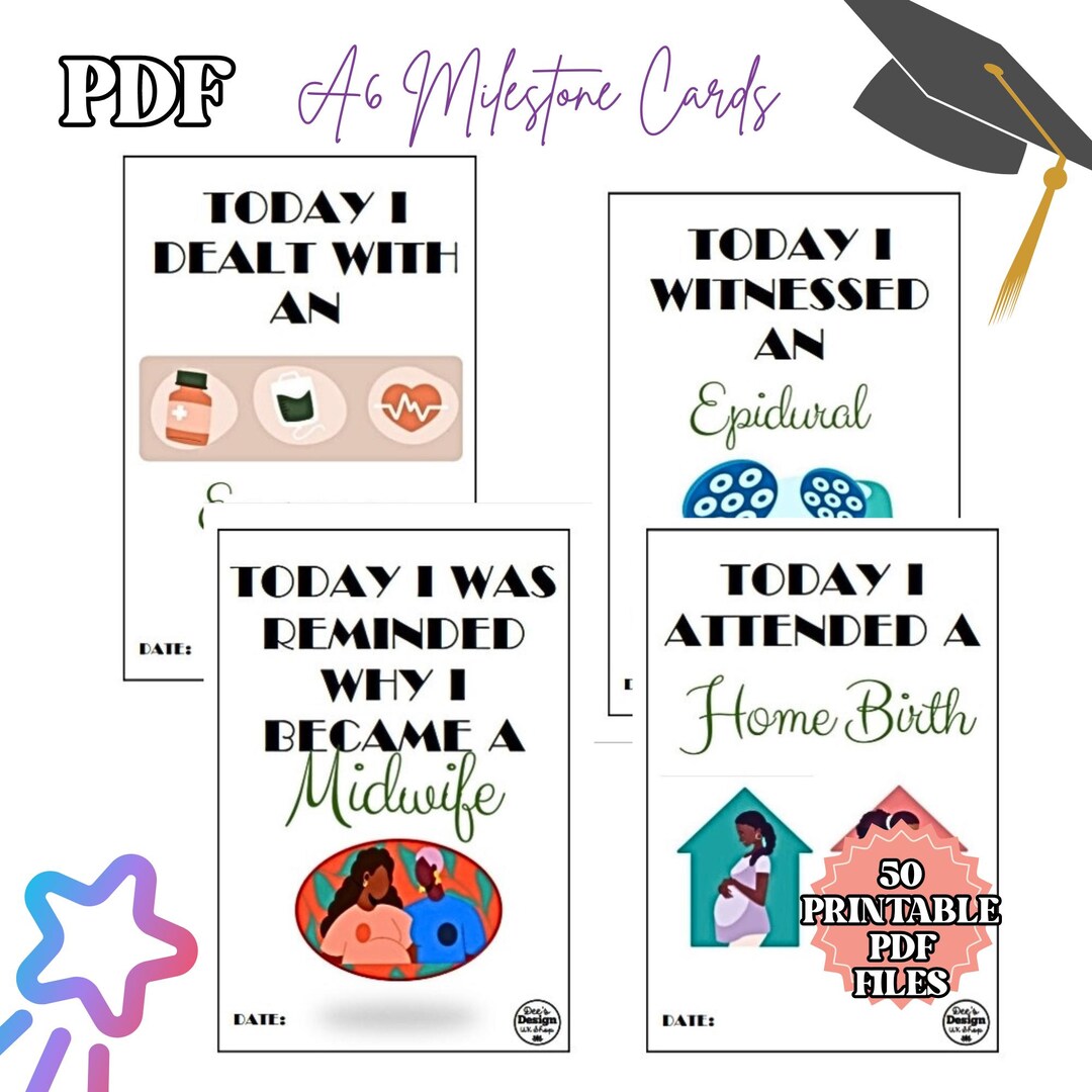 Student Midwife Milestone Cards: Multicultural A6 Prints (PDF) - Etsy