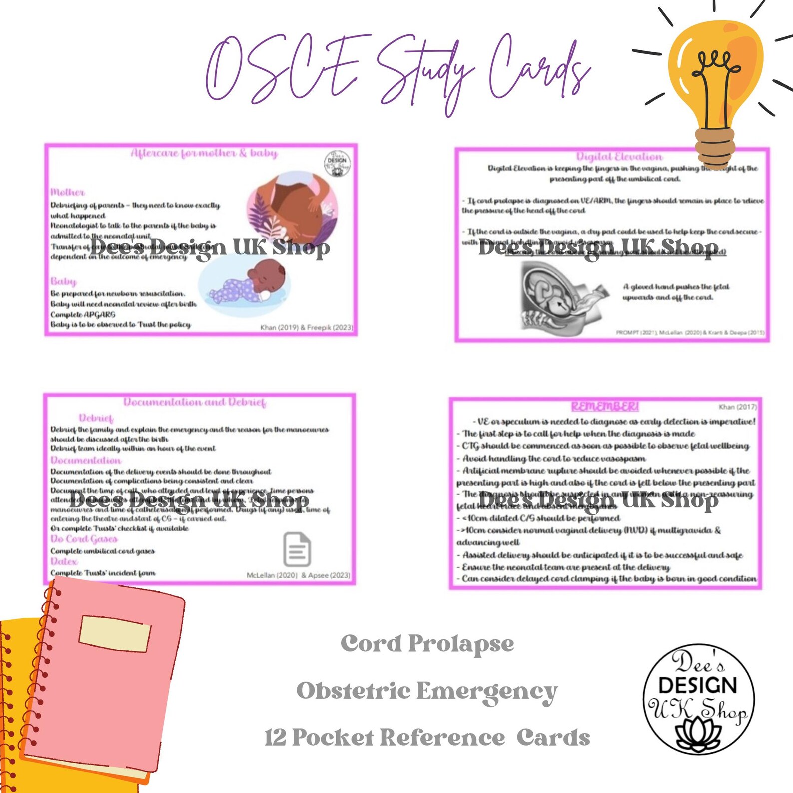 Osce Card Emergency Obstetric Flashcards: Midwifery OSCE Study Guide - Etsy UK