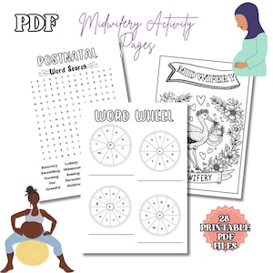 PRINTABLE MIDWIFERY ACTIVITIES, Midwifery Student, Fun Learning Activities, Educational, Colouring Pages, 28 Digital Print At Home Pages