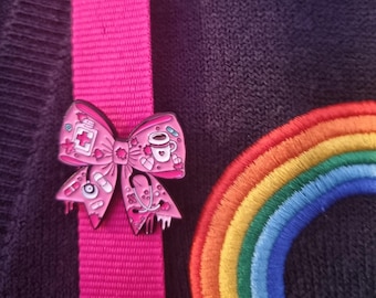 Drippy Medical Pink Bow Enamel Pin: Nurse/Midwife Gift