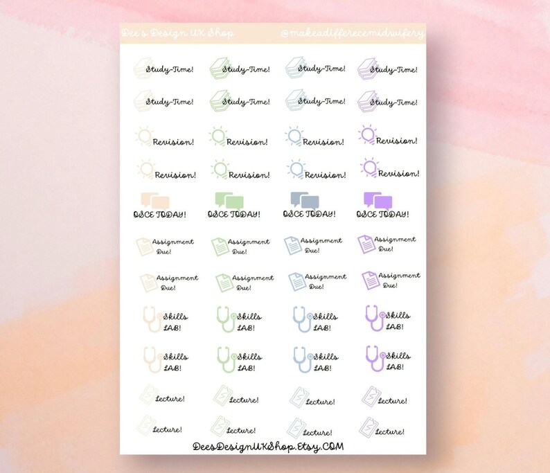 Revision Time Sticker Student Planner Stickers: Fun School Organisation (44 Stickers) - Etsy