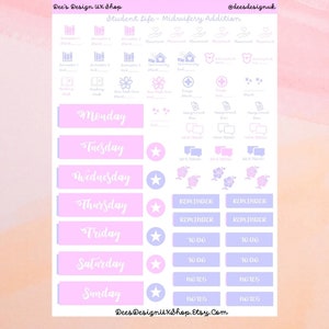 Midwifery Student Planner Stickers: Pastel Organisation Accessories