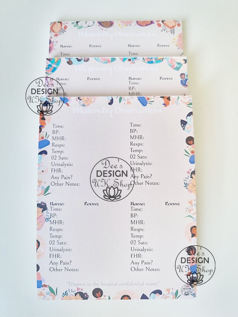 Observation Card Design MATERNITY OBSERVATION NOTEPAD. Midwifery Observations Notebook, Notepad ...