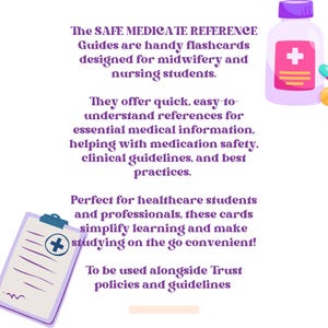 SAFE MEDICATE REFERENCE Guides - Midwifery and Nursing Flashcards, Healthcare, Students Learning Educational Resources, 13 Pocket Guides