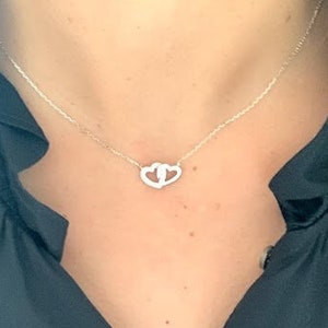 Interlocking Hearts Necklace: Sterling Silver & Gold Vermeil