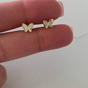 Gold Butterfly Earrings | Gold Plated Silver Butterfly Stud | Small Animal Earrings | Simple Stud | Minimalist Earrings | Dainty Studs