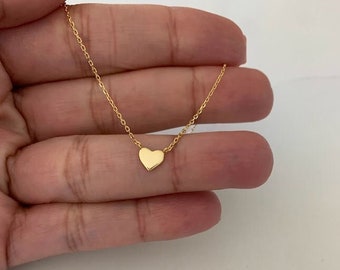 Collier ras de cou brillant petit coeur 7 mm | Collier ras de cou coeur | Collier coeur brillant | Colliers pour femmes | Collier coeur délicat