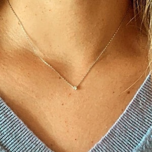 3MM Solitaire CZ Necklace | Delicate CZ Necklace| Tiny Solitaire Necklace | Gold CZ Solitaire | Everyday Necklace | Layering