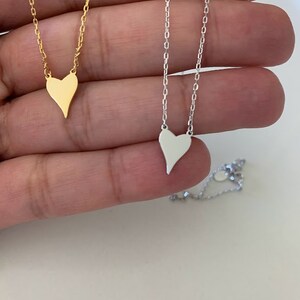 Sterling Silver Heart Necklace: Dainty 8MM Gold or Silver