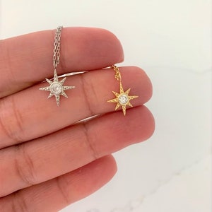 Medium PAVE Sun Star Necklace | 925 Sterling Silver | Sunshine | Floating Sun Necklace Charm | Sunburst Necklace | Starburst Necklace