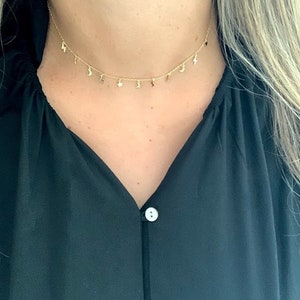 Moon Lightning and Stars Choker Necklace| Moons and Stars Necklace| Dainty Necklace| Layering Necklace| Minimalist Crescent Moon Necklace