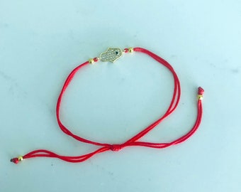 Hamsa Evil Eye Red String Bracelet | Gold Evil Eye Red String Bracelet| Lucky Charm Bracelet |Guardian Angel Bracelet|Kabbalah Red Bracelet