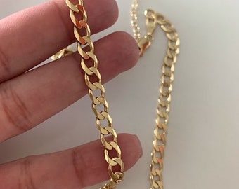 6MM Cuban Curb Gold Chain Choker 14"+2" | Gold Chain Curb CHOKER | Cuban Link Chain | Curb Link Choker | Gift for her | Excellent Quality