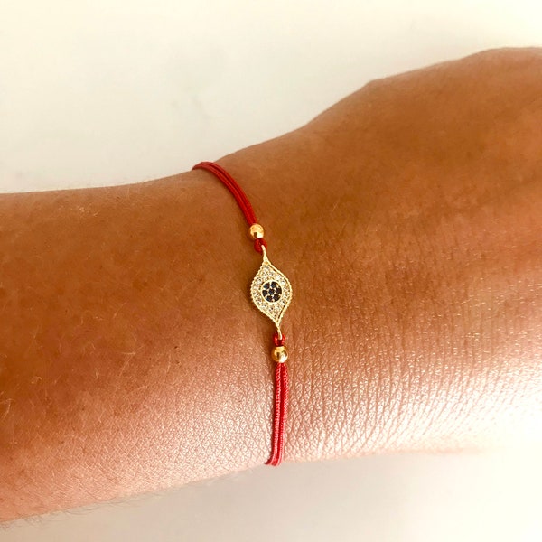 Bracelet fil rouge Evil Eye | Bracelet fil rouge mauvais œil doré | Bracelet porte-bonheur | Bracelet ange gardien | Bracelet rouge Kabbale