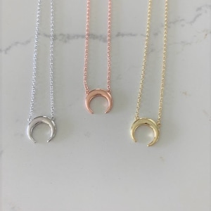 Dainty Crescent Moon Necklace: Sterling Silver, Gold, Rose Gold