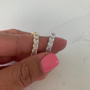 4MM Princess Cut Baguette Eternity Band | Engagement Ring | Wedding Ring | Bold Stacking Ring