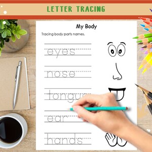 body parts worksheets learning activity for kids teaching etsy