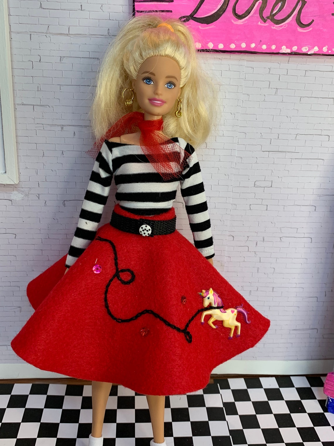 Handmade Custom Poodle Skirt Barbie Costume 50s Style | Etsy