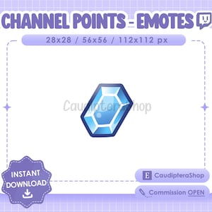Channel Point / Twitch Emote Ruby Blue Discord - Blue - Diamond - Kawaii - Streamer - Stream