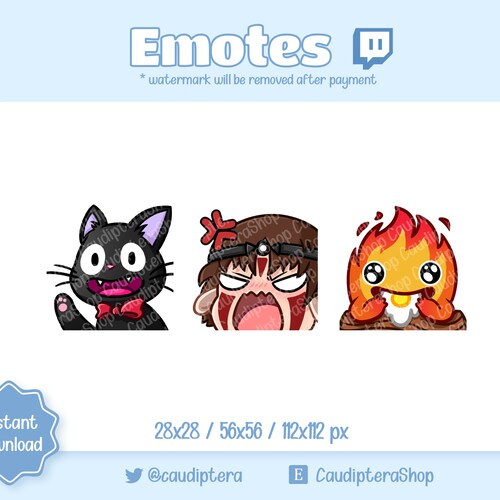 3 X Japanese Animation 2 Twitch Emotes Black Cat Fire Etsy