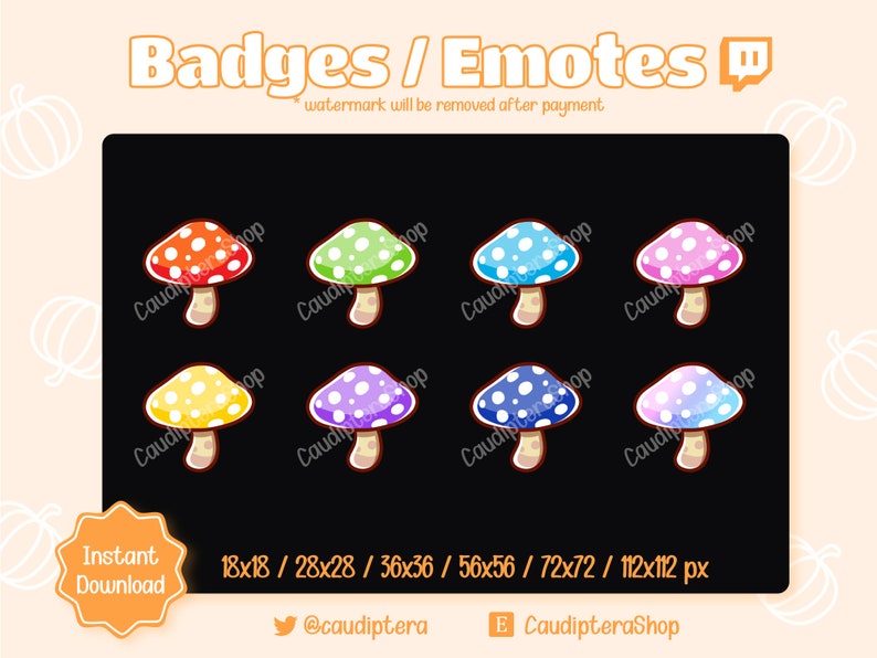 8 X Badges / Emotes Twitch Mushrooms Discord Mushroom Etsy Australia