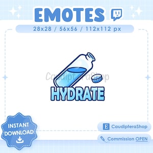 Emote Twitch / Discord - Hydrate - Bouteille d&#39;eau - Water - Drink