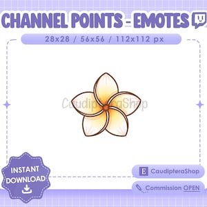 Channel Point / Hawaiian Flower Twitch Emote - Plumeria - Flowers - Discord - Streamer - Stream